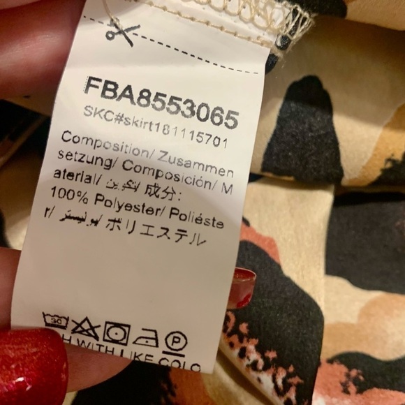 Sale! NEW Midi Skirt XXL Gold Satin Animal Print Black Pink White Ruffle BackZip - Picture 8 of 13